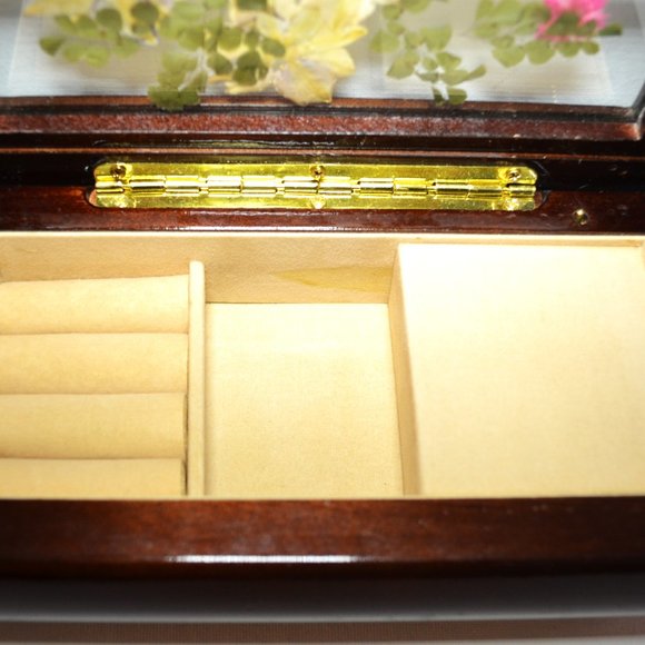 Vintage Gloss Finish Wooden Music Box Jewelry Storage Ladies Dresser Vanity - Picture 7 of 13